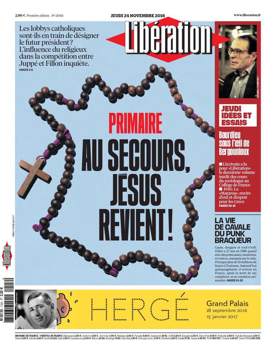 La Une de Libération, le 24 novembre 2016