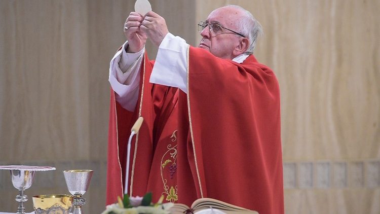 Le Pape célébrant la messe à Sainte-Marthe